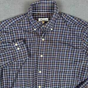 PETER MILLAR Parksville Men’s M Medium Navy Beige Mini Check Sport Shirt L/S